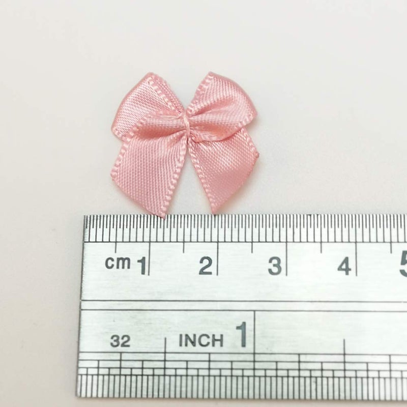 Chenkou Craft 60pcs Mini Satin Ribbon Bows Flowers 1" x3/4" Appliques DIY Craft (Light Mauve) - Image 4